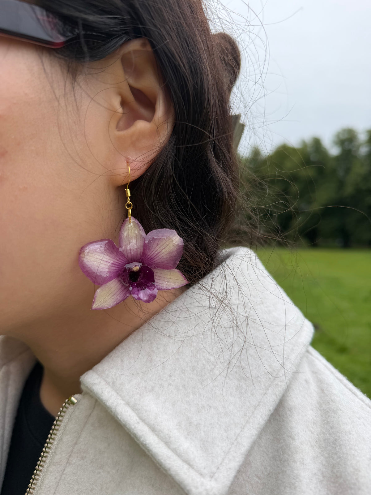 Purple Orchid Earrings
