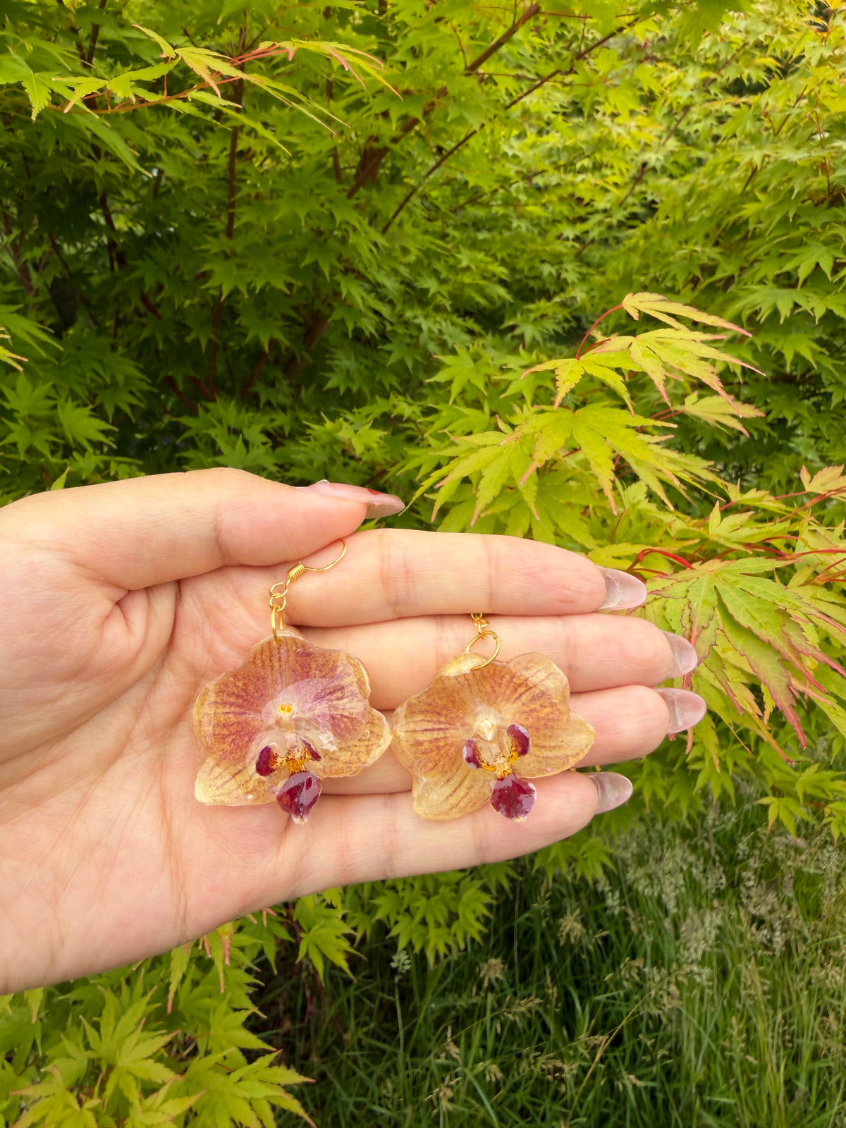 Golden Orchid Earrings