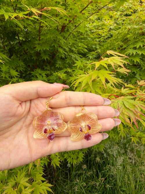 Golden Orchid Earrings