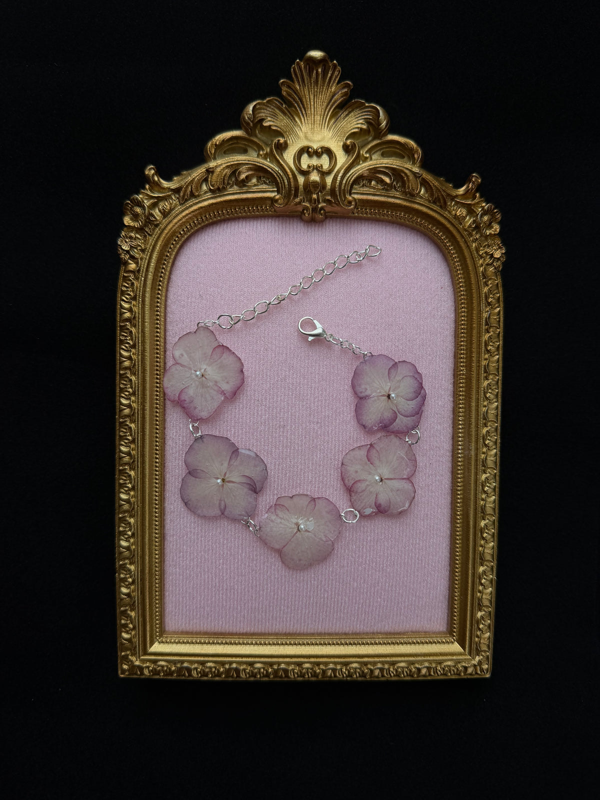 🌸 Pink Hydrangea Bracelet