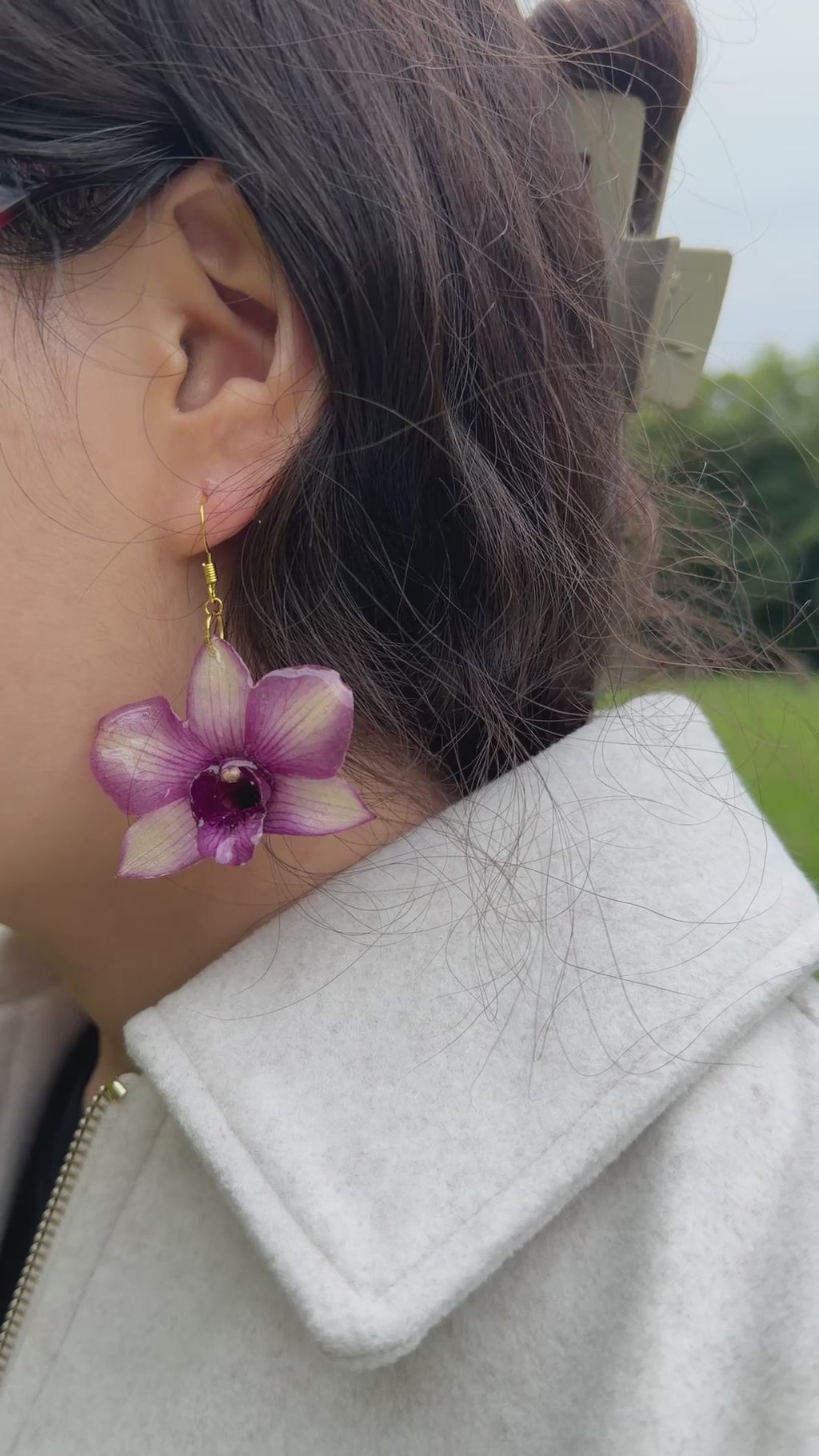 Purple Orchid Earrings